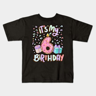 Kids It'S My 6Th Birthday Cake Donut 6 Year Old Confetti Kids T-Shirt